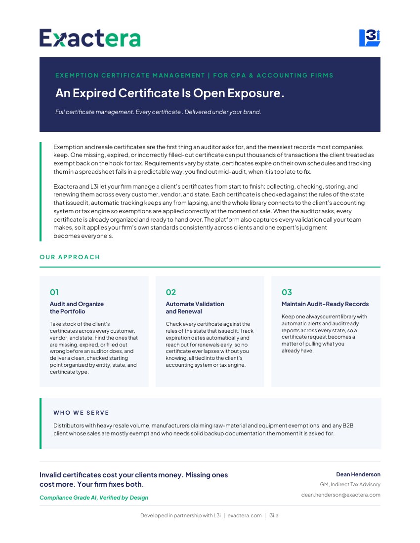 Exemption Certificate Management — document cover