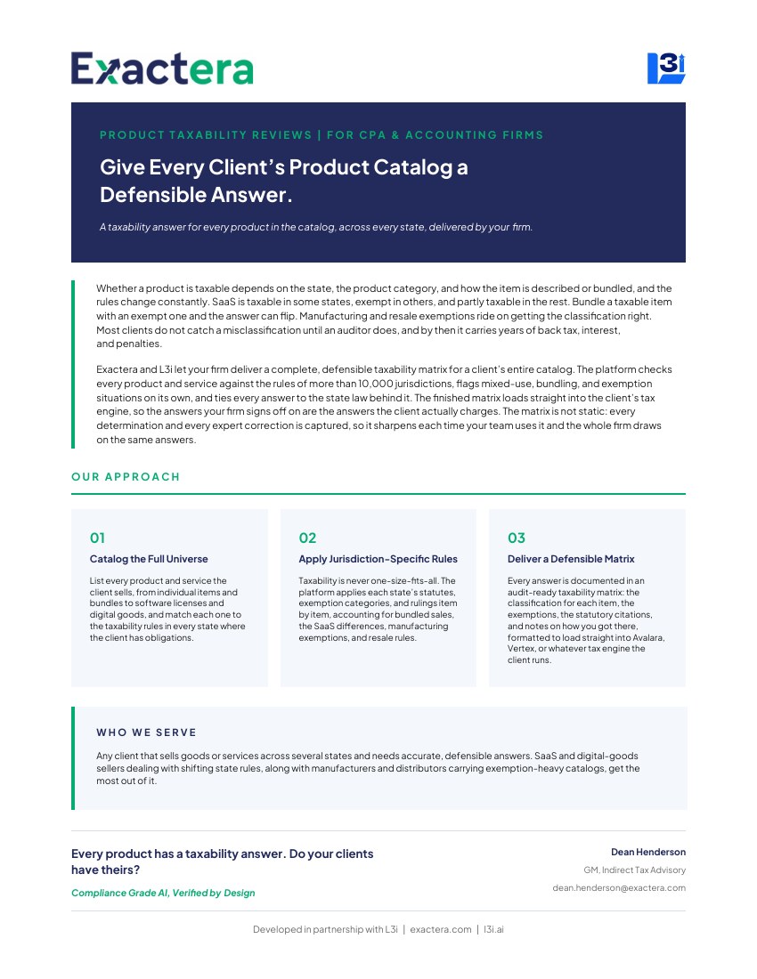 Product Taxability Reviews — document cover